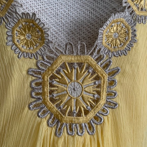 Embroidered, Yellow Silver Silk Dress - Picture 3 of 7